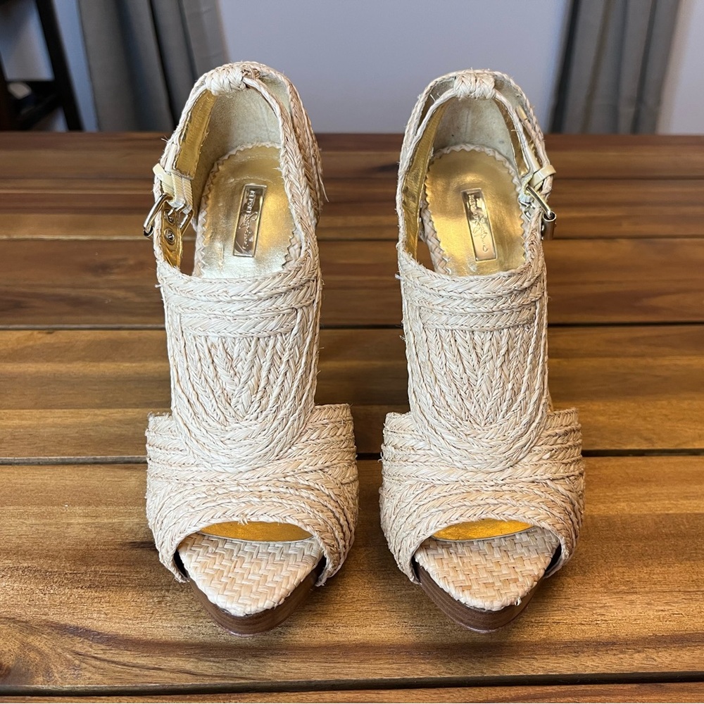 Report Signature Lucie 2 Platform Raffia Sandals - Size 6